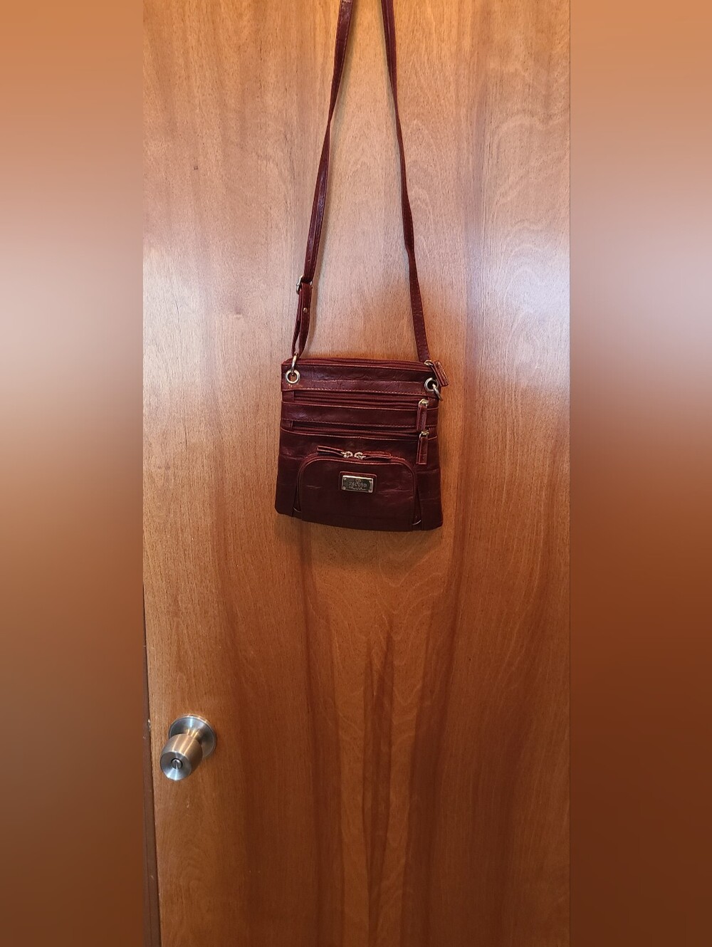 Nichole Baggallini Burgundy Leather Crossbody Organizer